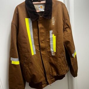 FR Carhartt Brown Jacket with Yellow and Silver Accents